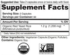 Natural Choice Botanicals Certified Organic Red Yeast Rice Supplement - 120 Capsules, 2 Month Supply
