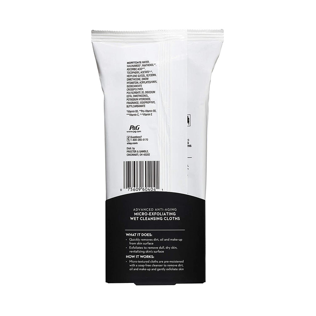 OLAY Regenerist Advanced Anti-Aging Micro-Exfoliating Cleansing Cloths 30 Each (Pack of 2)