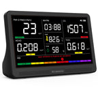 16 in 1 Air Quality Monitor Indoor 7" Display 9 AQI+7 AQI Alerts, CO2 Monitor Air Quality Tester for CO2, TVOC, PM2.5 PM1.0 PM10, HCHO Temperature Humidity AQI & Time Air Quality Meter for Home