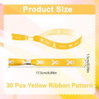 WANDIC Yellow Ribbon Bracelets, 30 Pcs 5 Styles Bone Cancer Awareness Wristbands Adjustable Polyester Wrist Bands Wrist Strap for Public Event, 6.89 * 0.59in, Polyester, no Gemstone