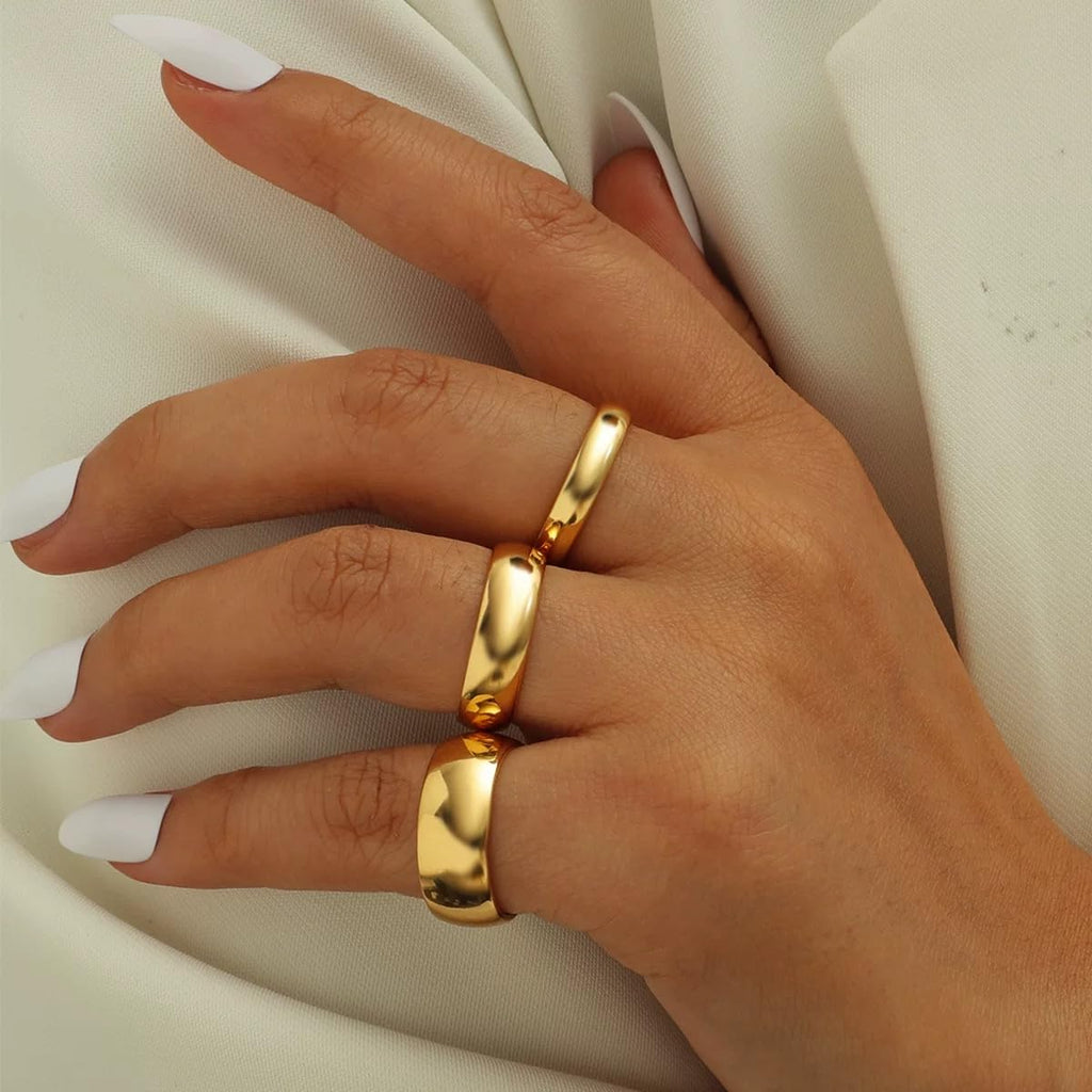 stino 18Pcs Fadeless Gold Plated Rings Set for Women & Men (Gold Plated)