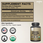 Organic Psyllium Husk Capsules 750 mg, Natural Fiber Supplement for Gut Health* - Alternative to Psyllium Husk Powder, Zealthy Life, 250 Capsules