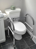 Vaunn Medical Deluxe Adjustable and Foldable Toilet Safety Frame, Bathroom Handrail Assist Grab Bar Handle (Gray, Adjustable Width and Height)