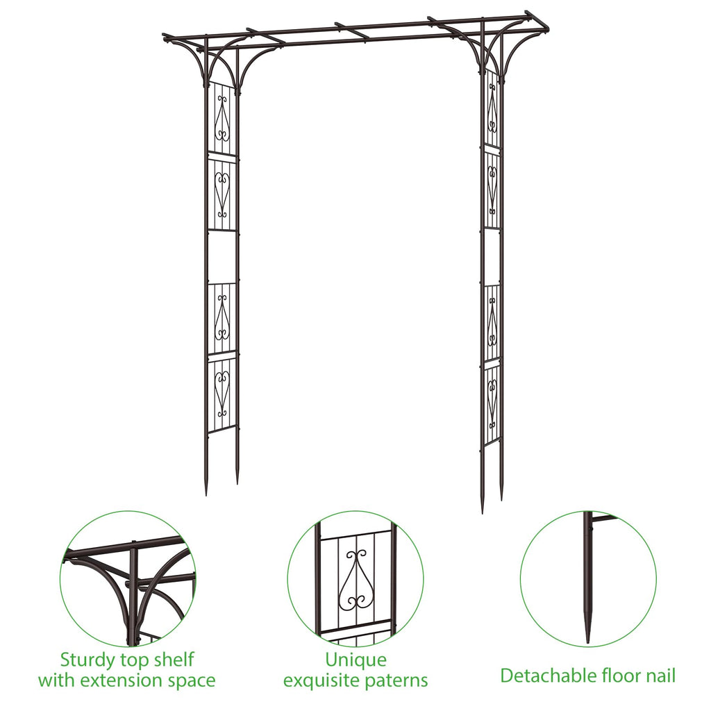 87in Garden Arbor Metal Arch Trellis for Climbing Plants Outdoor Wedding