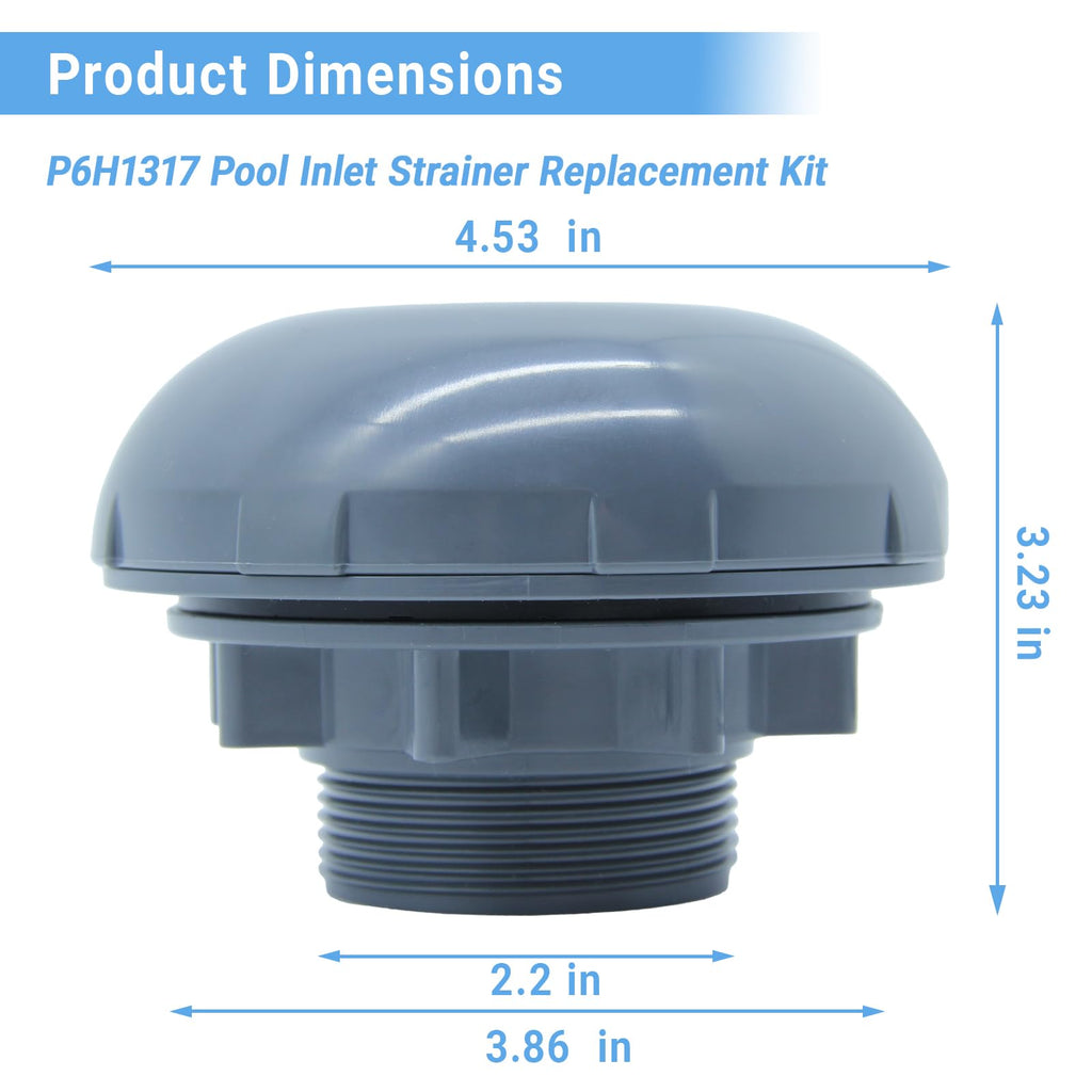 P6H1317 Pool Inlet Strainer Replacement Kit Compatible with Intex, Bestway, Coleman Above Ground Pools - Threaded Inlet Valve Filter Attachment for 1.5” (33mm) Pool Fittings