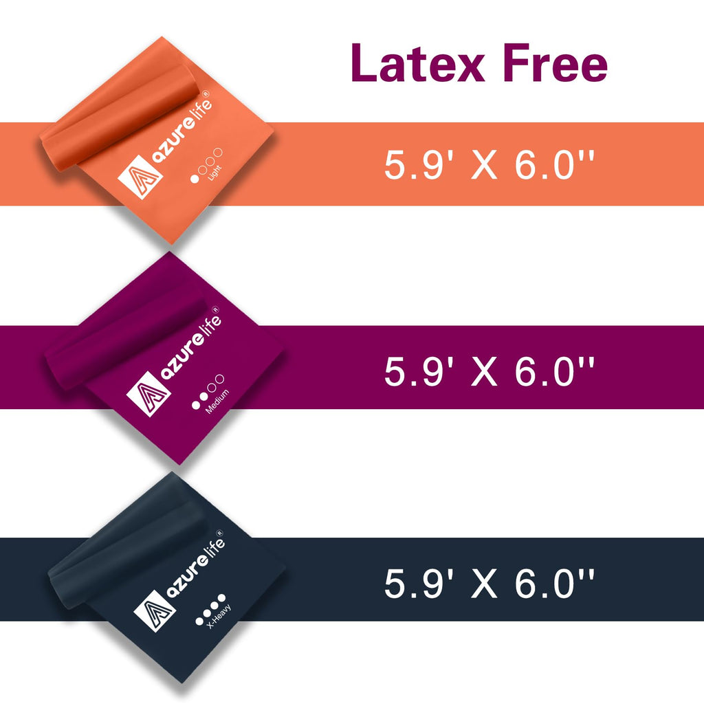 A AZURELIFE Resistance Bands,Professional Long Non-Latex Elastic Stretch Bands,Exercise Bands for Physical Therapy, Yoga, Pilates, Rehab, at-Home or The Gym Workouts, Strength Training