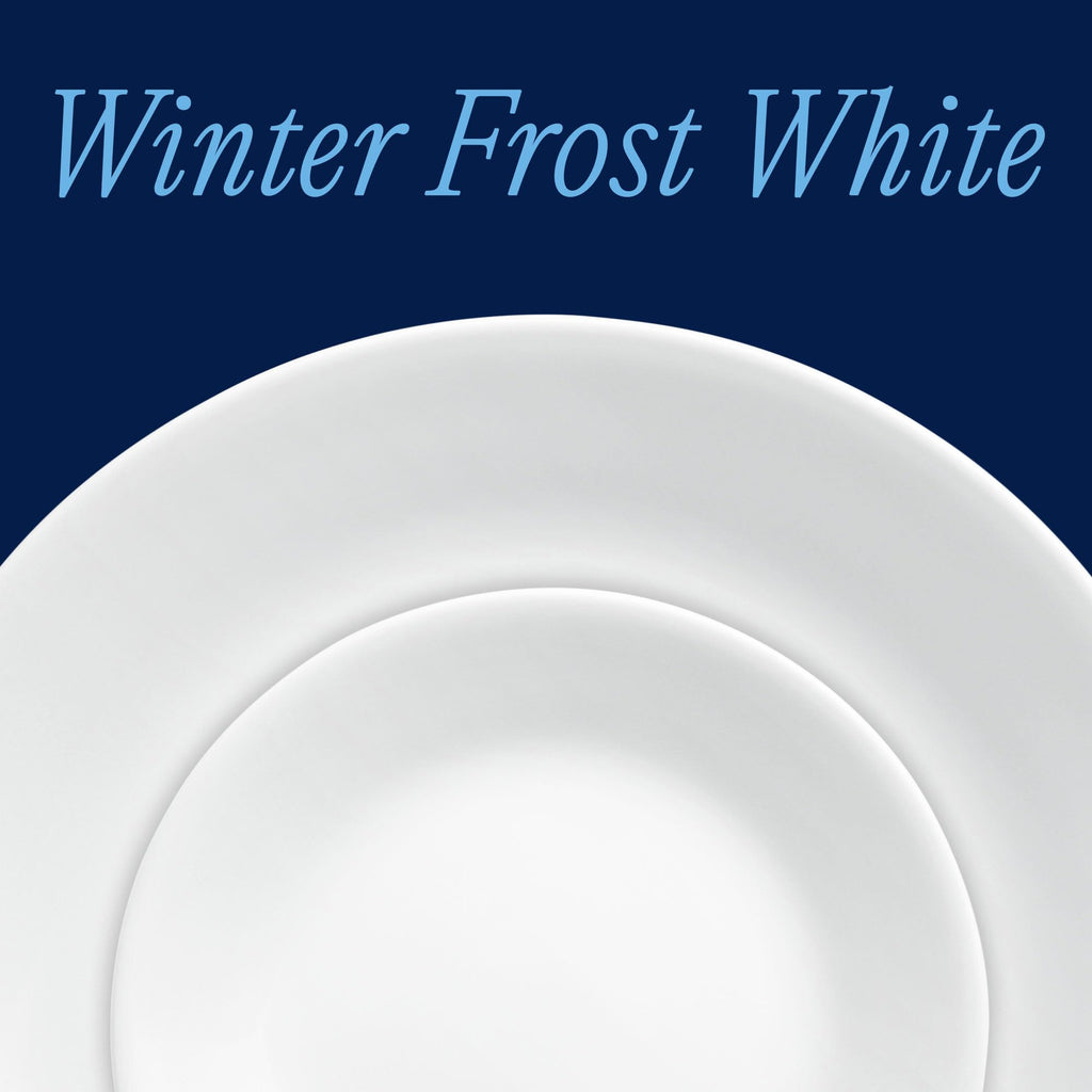 Corelle Vitrelle 18-Piece Service for 6 Dinnerware Set Triple Layer Glass and Chip Resistant, Lightweight Round Plates and Bowls Set, Winter Frost White