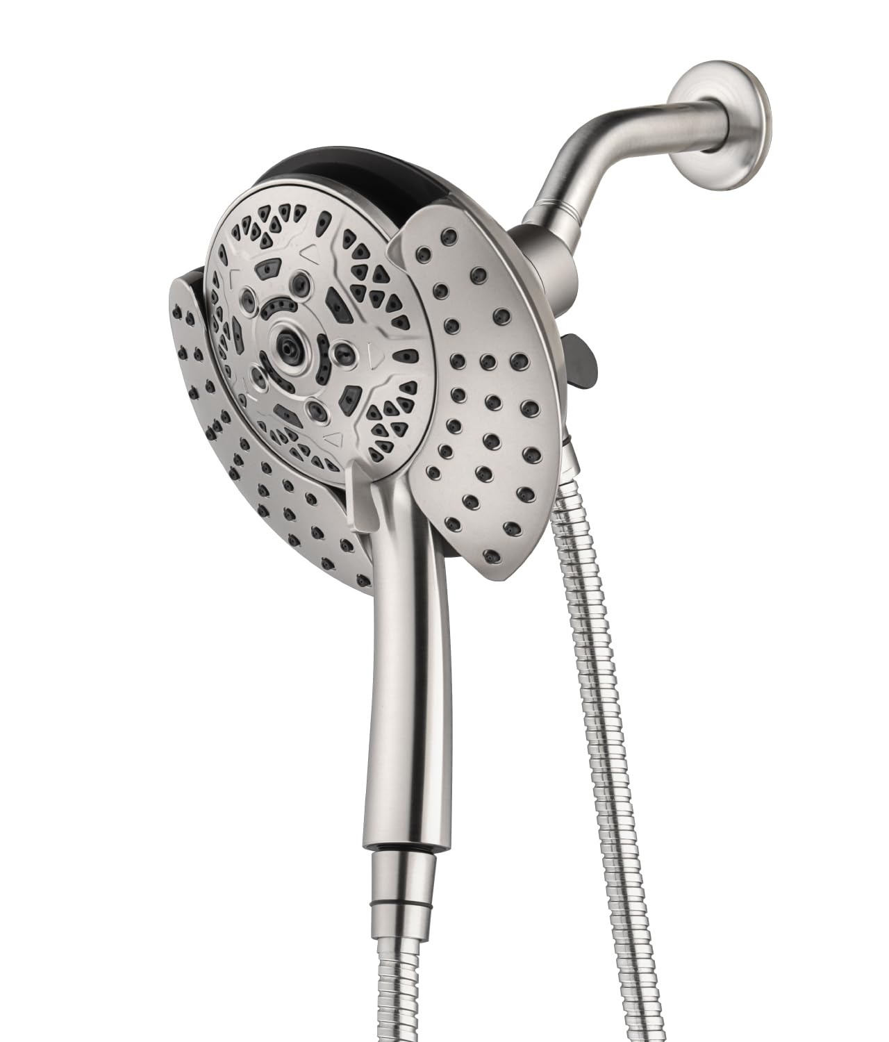 INAVAMZ 2.5GPM Shower Heads with Handheld Spray Combo: 7.2" Rainfall Shower Head & Hand Held Shower Head 2-IN-1 Shower Head with 60" Rotatable Stainless Steel Hose Nickel, Shower Trim Systems