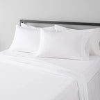 Amazon Basics Lightweight Super Soft Breathable Wrinkle-Resistant Microfiber 4-Piece Bed Sheet Set with 14-Inch Deep Pockets, Queen, Bright White, Solid