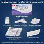 Flowflex Plus RSV + Flu A/B + COVID Home Test, 4-in-1 Home Test Kit, Rapid Results in 15 Minutes, OTC At-Home Antigen Test for Adults & Children (2 Tests)