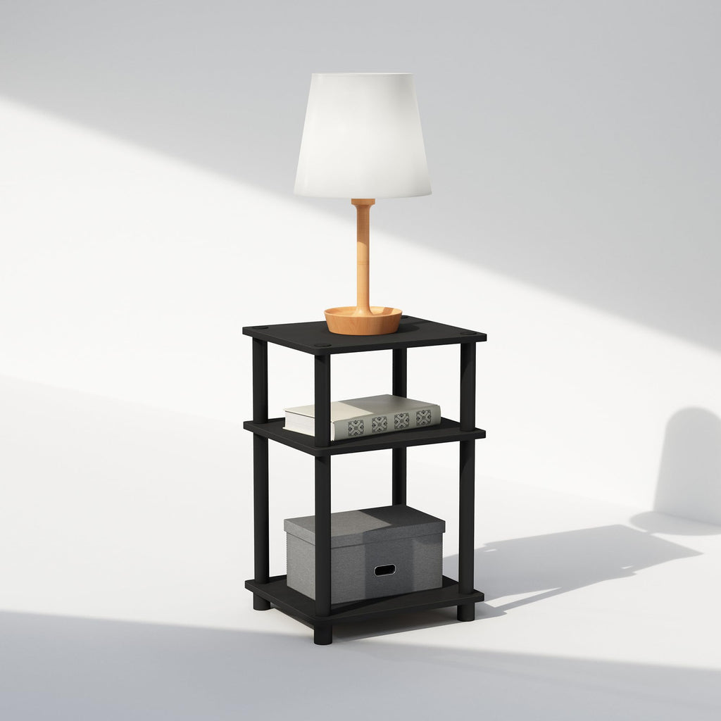 Furinno JUST Toolless 3-Tier Night Stand, Open Storage, Americano