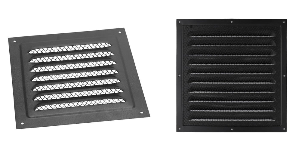 2pcs Attic Vent Soffit Vent Aluminum Wall Vent Metal Shed Vent Square Vent Louver Vent Grille with Built-in Insect Screen for Exterior Door House Attic Garage Ceiling (Black 12" x 12"-2 Pack)
