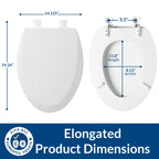 Bemis 1500EC Durable Wood Toilet Seat with Easy Clean Hinges, Made in USA, Elongated, White, 6-Pack