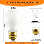 FMLAD 60 Watt Incandescent Light Bulbs, E26 A19 Stepless Dimming Light Bulbs 400lm, 3000K Soft Warm White, Vintage Frosted Light Bulb for Home (4 Pack)