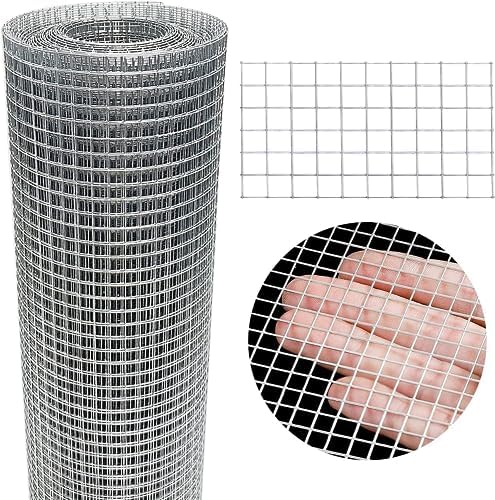 Hardware Cloth 16'' x 10' 1/4 in Galvanized Wire Mesh Roll (23 GA) Chicken Wire Fence Roll for Chicken Pen/coop Fences, Screen mesh, Rabbit/Snake Fences, Poultry enclosures, Handicraft Making, etc.