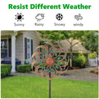 VEWOGARDEN Garden Metal Wind Spinners Outdoor Kinetic Wind Sculptures & Spinners for Yard Lawn Patio Decorations, Copper Green