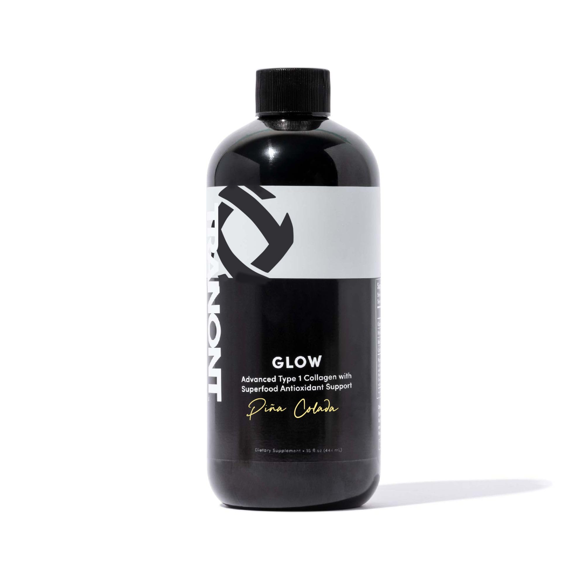 Tranont Glow Liquid Collagen for Women | Multi Collagen Peptides with Hyaluronic Acid & Biotin | Hair, Skin & Nail Support | Hydrolyzed Collagen Shot | Piña Colada | 15 fl oz