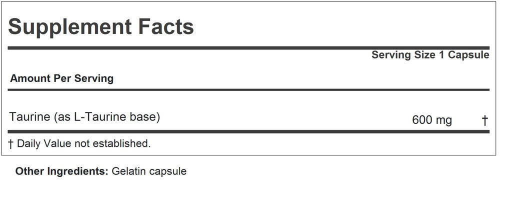 ANDREW LESSMAN Taurine 600-360 Capsules - Supports Healthy Blood Pressure, Heart, Liver, Eye and Ear Health. Pure, High Potency Source of The Amino Acid Taurine. No Additives