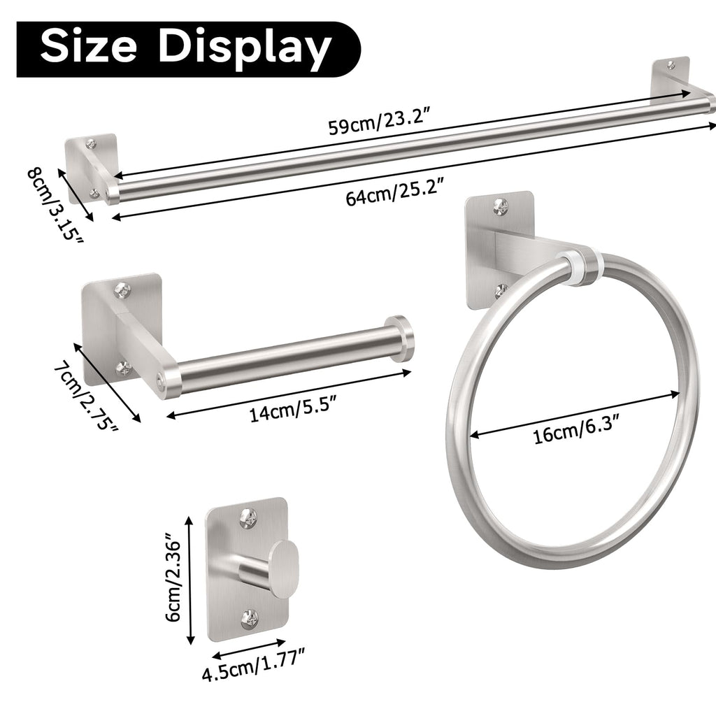 KLJKPA 20 Pieces Bathroom Accessories Set, Brushed Nickel Bathroom Hardware Set, 24 inch Towel Bar, Towel Racks for Bathroom, Robe Towel Hooks, Toilet Paper Holder Wall Mounted