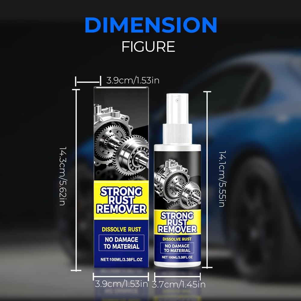 HISKI Rust Remover Spray, Multipurpose Rust Stain Remover, Rust Remover Spray for Metal, Heavy Duty Metal Cleaner for Vehicles, Tools, Chains (1PC)