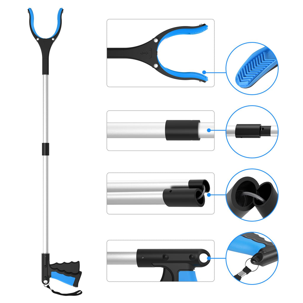 REWKCY 34" Grabber Reacher Tool, 2-Pack Foldable Reacher Grabber Pickup Tool with 360° Rotating Jaw & Magnets, Grabber Tool Heavy Duty