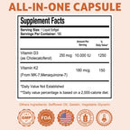 Health Dose Vitamin D3 10,000 IU + K2 (MK7) Supplement, 2-in-1 Formula, Immune Support, a Healthy Mood, Heart, Joint, Teeth, Bone Health, Calcium Absorption, 180 softgels. (3)
