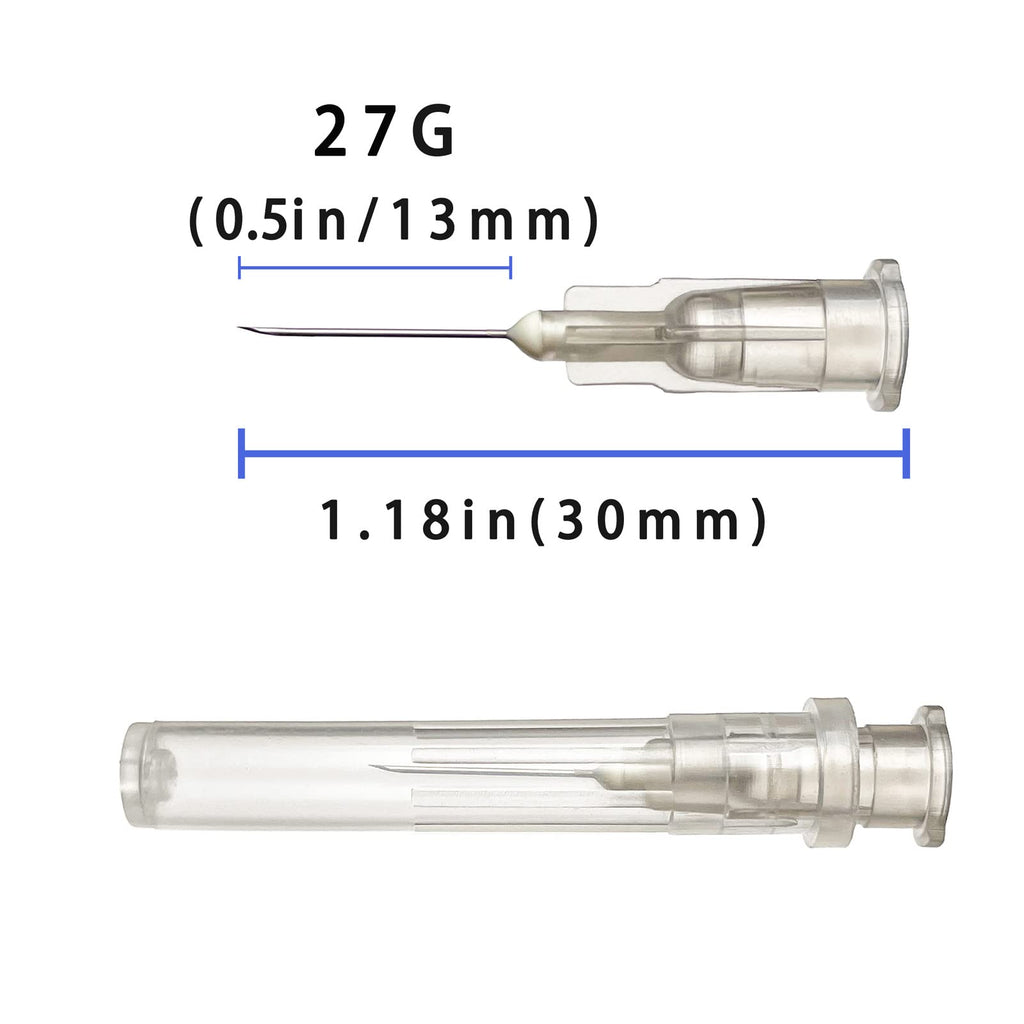 Garfily 100Pack 27 Gauge 1/2 inch Needles Luer Lock for Refilling Ink