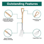 Berry&Bird Gardening Digging Fork, 4-Tine Stainless Steel Pitchfork