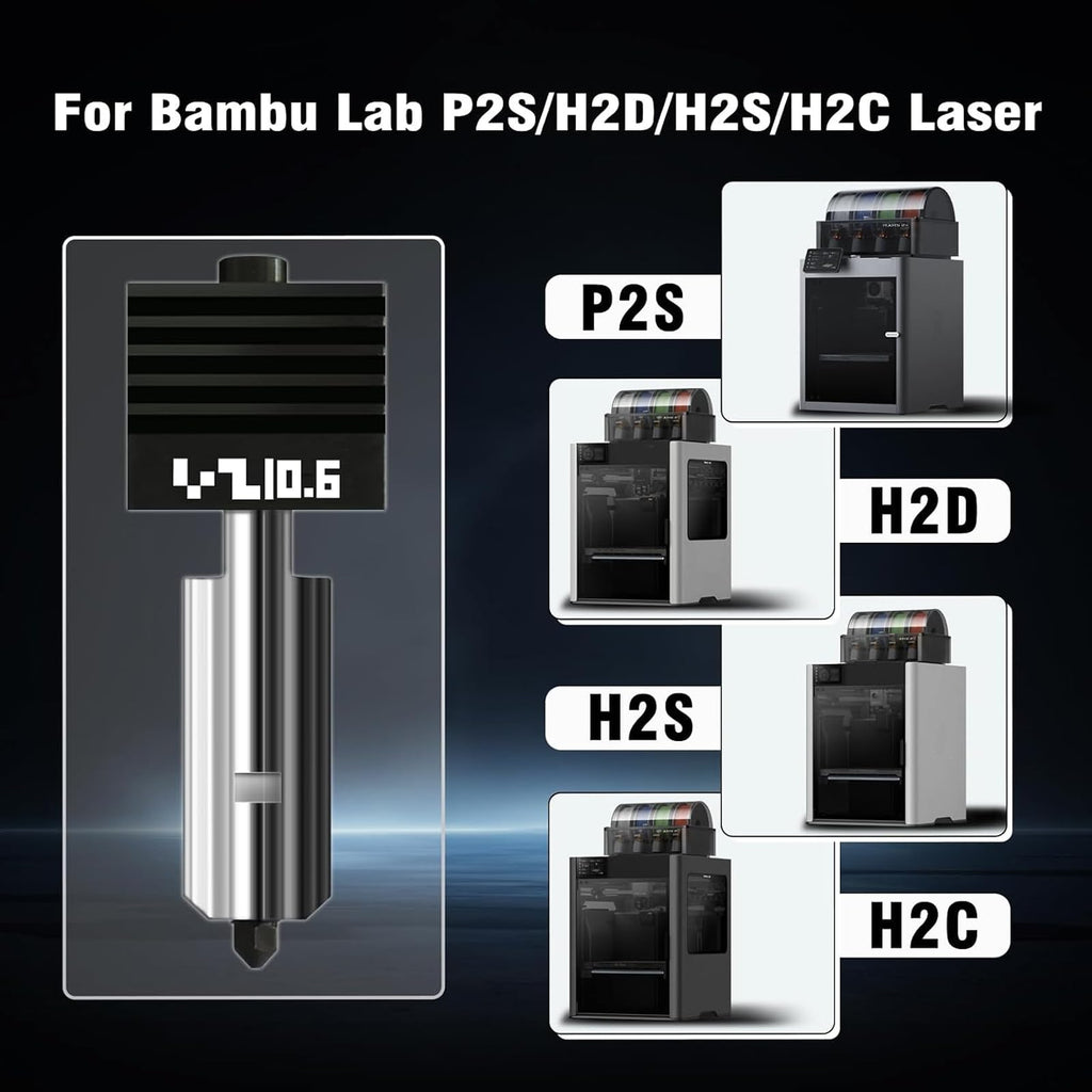 3-Pack 0.6mm Bamboo H2D/H2S/H2C/P2S/X2D Hotend Kit with Silicone Sock, Hardened Steel Nozzle Replacement Parts for Bambu Lab H2 Series/P2S/X2D 3D Printer, Fast Printing Nozzles for Large Model