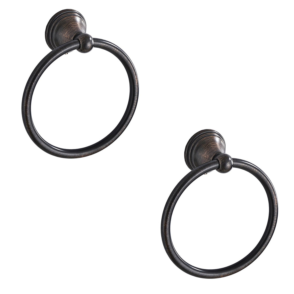 Towel Ring for Bathroom, Oil Rubbed Bronze Hand Towel Holder 2 Pack, Bathroom Accessories and Towel Racks for Bathroom Wall