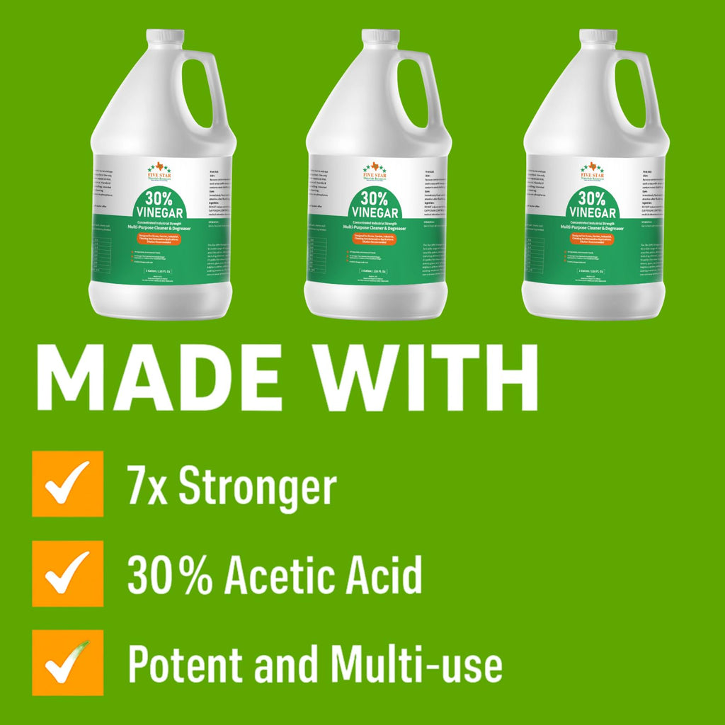 30% Vinegar Concentrated White Vinegar Industrial-Grade (2 Gallon(256 oz)