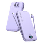 citicr Portable Charger 10000mAh PD20W w/Built-in Cables & Wall Plug Purple