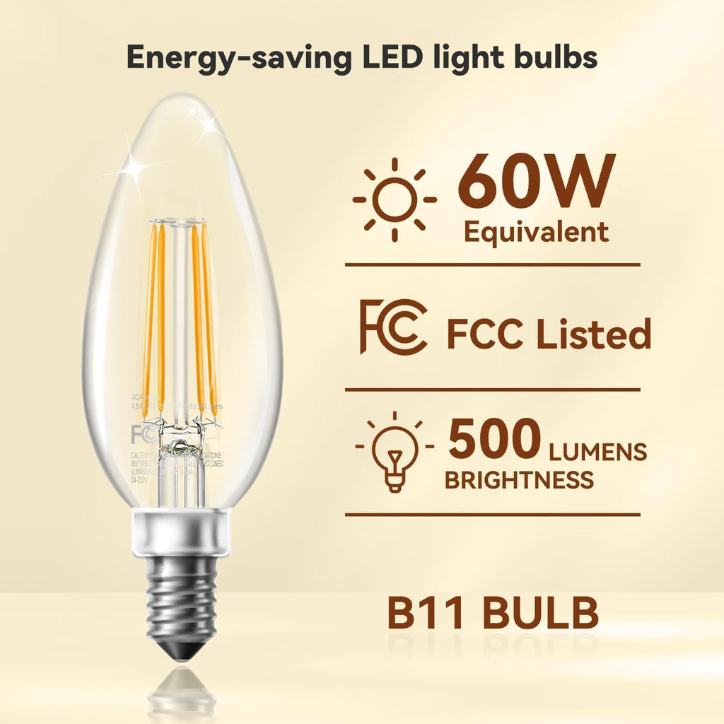 TJOY Candelabra LED Bulbs, E12 60W Equivalent Dimmable for Chandelier Light