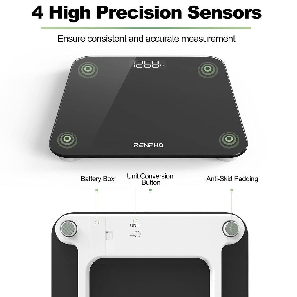 RENPHO Scale for Body Weight, Bathroom Weighing Scale, Highly Accurate & Measures Weight up to 400 lb/180kg, Batteries Included, 10.2"/260mm, Gradient