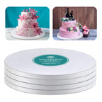 White Cake Drums Round 8 Inch Cake Boards with 1/2-Inch Thick Smooth Edges for Multi Tiered Birthday Wedding Party Cakes Drum Board