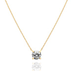 PAVOI CZ Dainty Solitaire Choker Necklace, 14K Gold Plated, Yellow Gold, Y