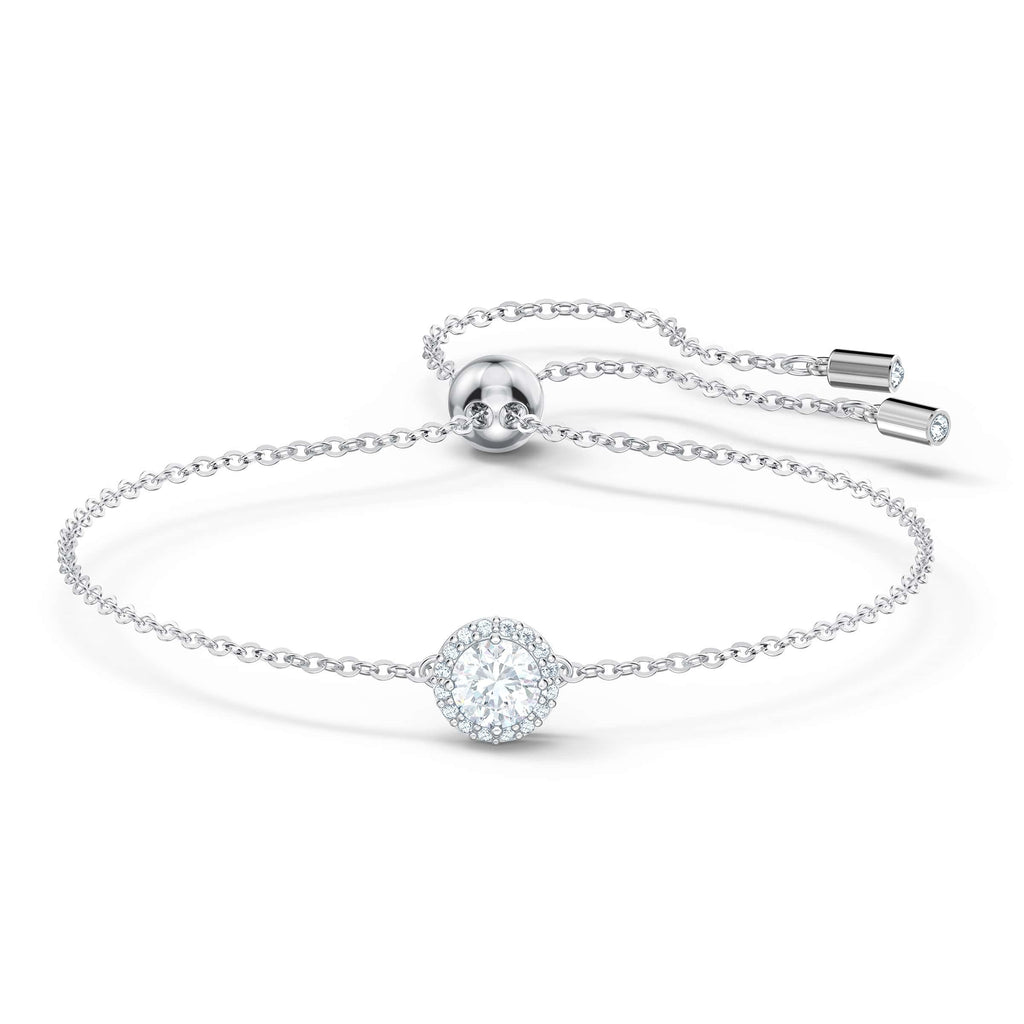 Swarovski Una Angelic Bracelet with Clear Crystals on a Rhodium Plated Chain with a Bolo Style Adjustable Closure