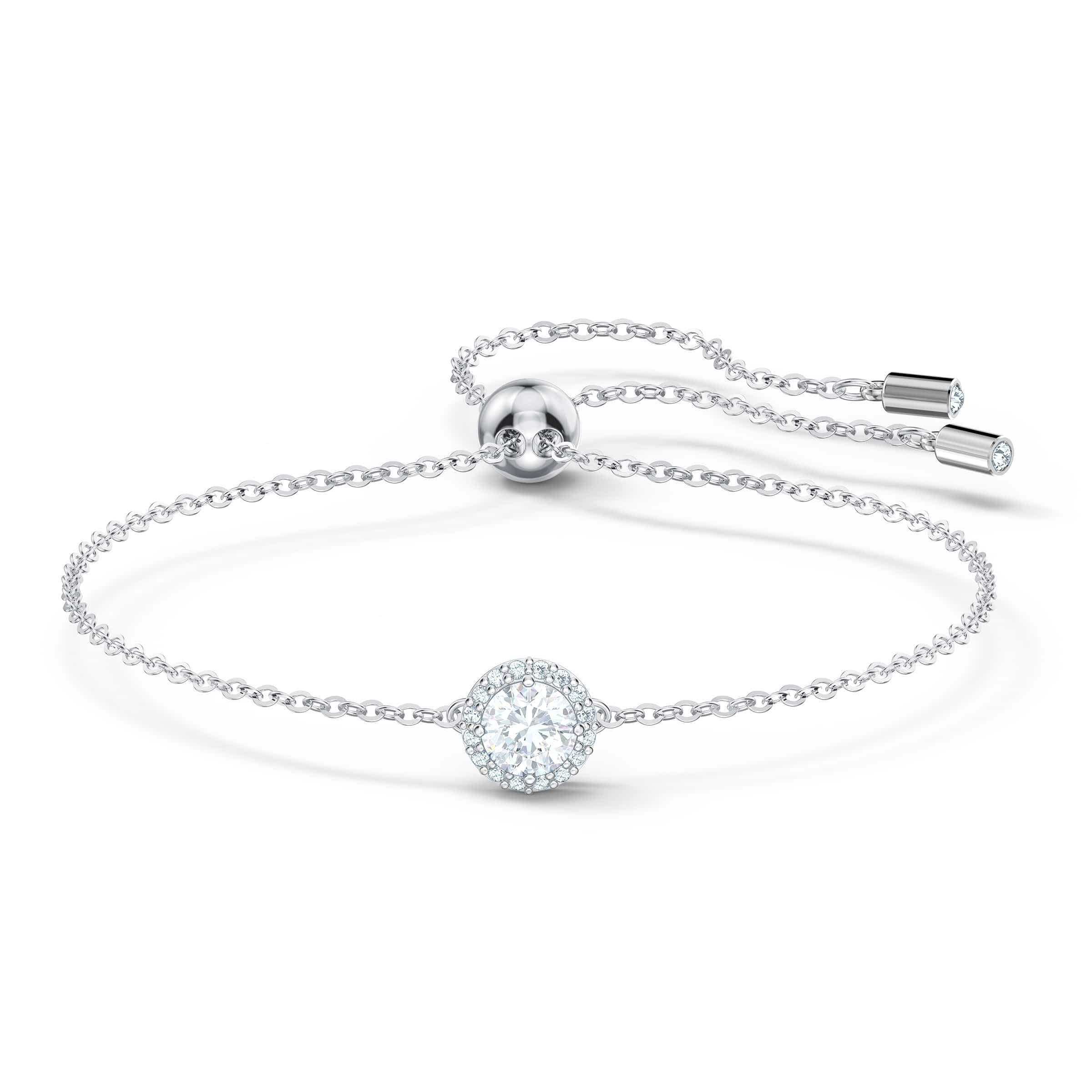 Swarovski Una Angelic Bracelet with Clear Crystals on a Rhodium Plated Chain with a Bolo Style Adjustable Closure