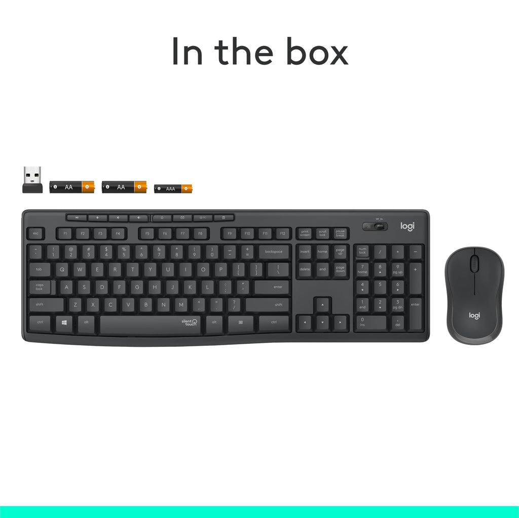 Logitech MK295 Full Size Silent Wireless Keyboard Mouse Combo - Graphite