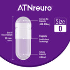ATNreuro Size 0 Enteric Coated Empty Capsules – 100 Count Acid Resistant Gelatin Capsules – Delayed Release Empty Capsules for Probiotics, Herbal Powders – Non-GMO, Gluten Free