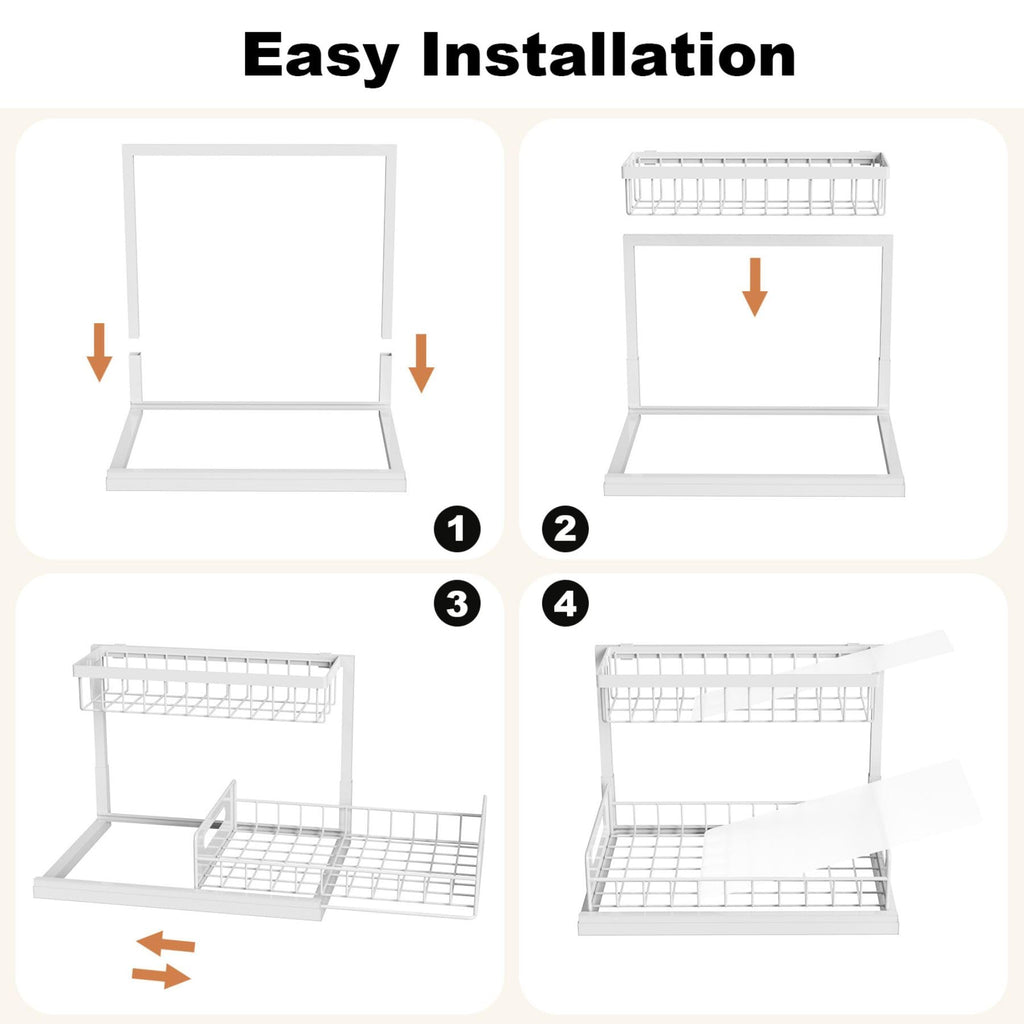 REALINN Under Sink Organizer, L-Shaped 2 Tier Pull Out Cabinet Organizer