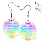 Disco Ball Earrings 16 Light Modes Rechargeable Light up Earrings LED Earrings Ball for Women Disco Party Dance Accessories