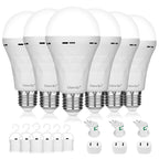 Ostwiki Rechargeable Emergency Light Bulbs 6 Pack Battery Operated Backup Light Bulbs for Power Outage Camping 9W E27 8500K Daylight Self-Charging Lamps for Home Hurricane Preparedness