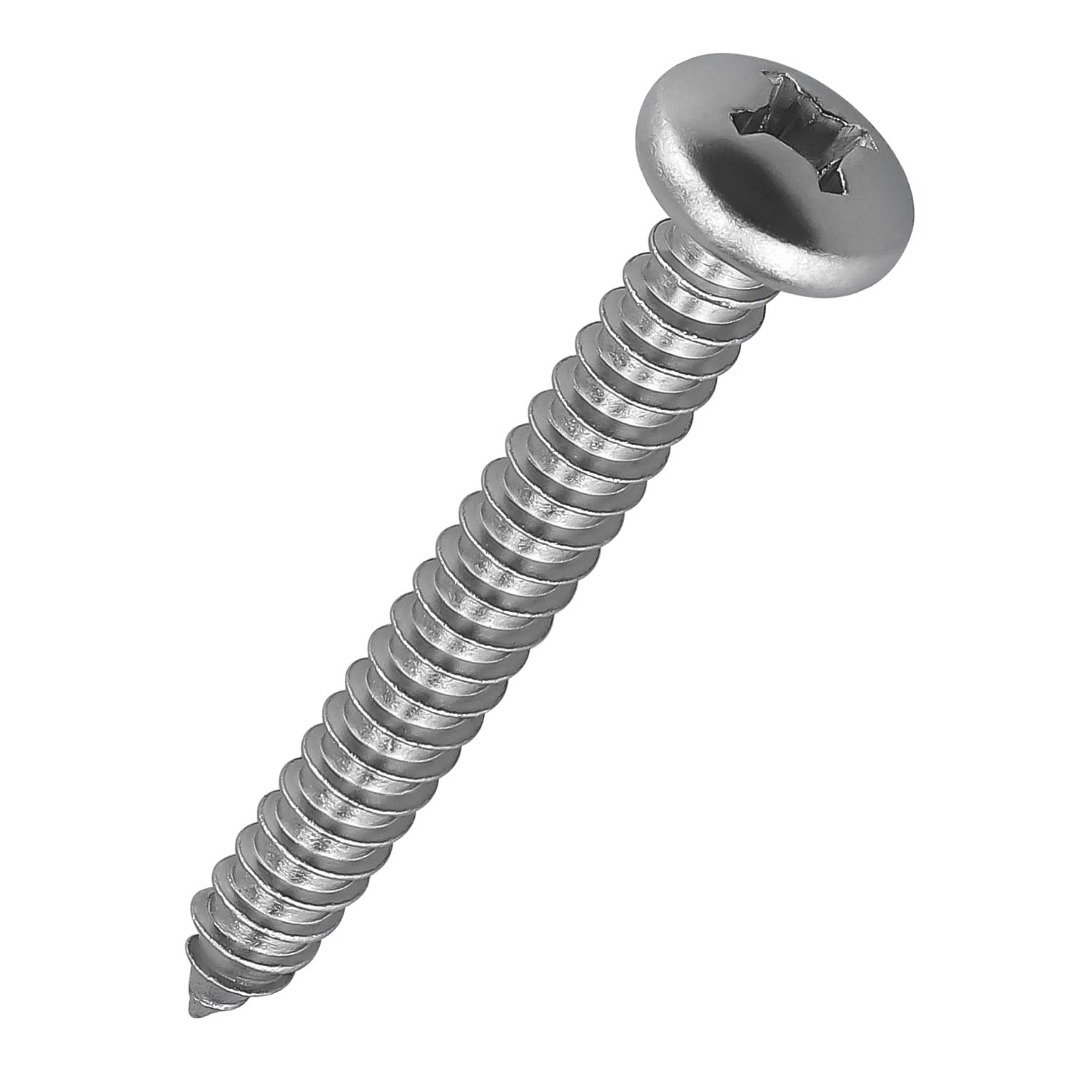 #12 x 1-1/2" (100 Pack) Stainless Steel Phillips Pan Head Wood Screws, Stainless Steel 304 (18-8), Pan Head Sheet Metal Screws Self Tapping for Wood