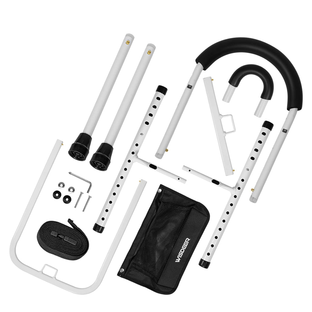 Bed Rails for Elderly Adults Safety: Side Assist Grab Bar Handrails for Seniors with Dual Handle Rails & Storage Bag - Adjustable Bed Cane Portable Bedside Railing - Fits Twin Full Queen King White
