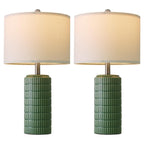 PoKat 23" Dark Green Ceramic Table Lamps Set of 2, Modern Table Lamps for Living Room, Farmhouse Lamps for Bedroom Night Stands, Traditional Nightstand Desk Decor Lamps
