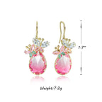 JA.S.JR Pink Crystal Teardrop Earrings CZ Butterfly Earrings Gold Dangle Earrings Jewelry Gift for Women