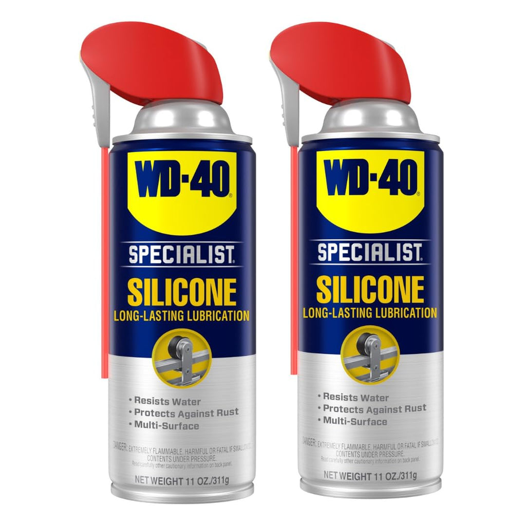 WD-40 Specialist Silicone Lubricant with Smart Straw Sprays 2 Ways, Twin-Pack, 11 OZ