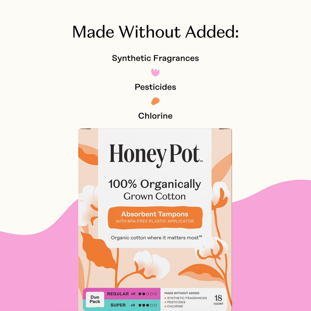 The Honey Pot Company - Tampons Regular & Super - 54 Count, 3 Packs of 18