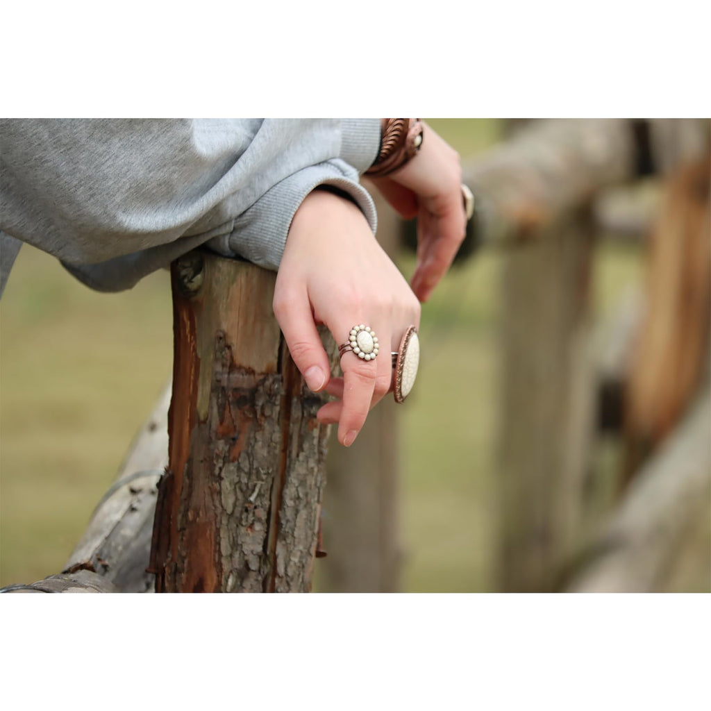 Montana West Rustic Couture's Turquoise Knuckle Cuff Flower Ring for Women